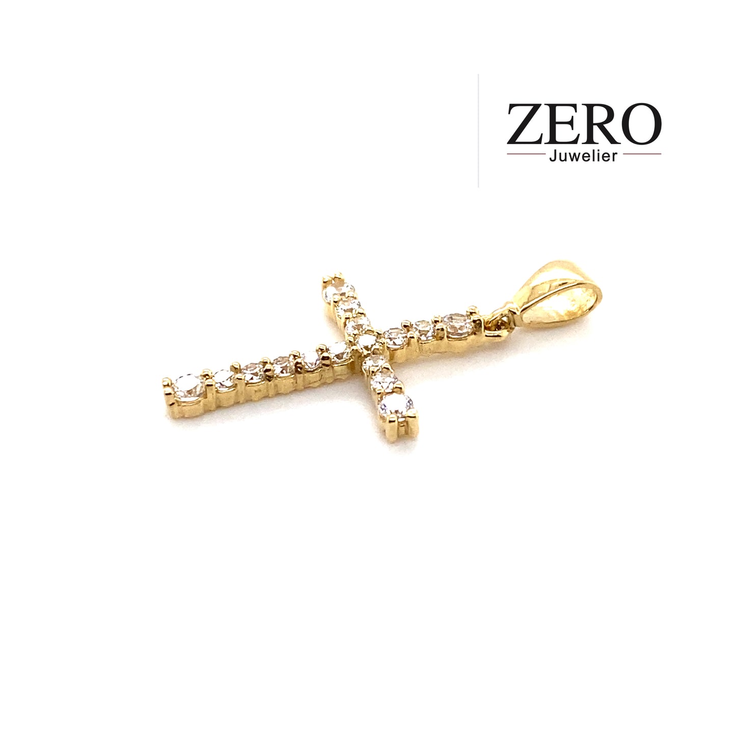 Kreuz Anhänger 585/-Gelbgold Zirkonia