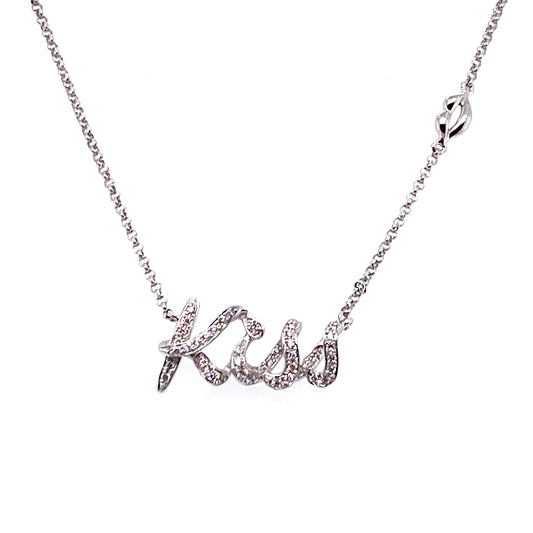 Kette 585/-Weißgold Schriftzug ,,Kiss“ mit Brillanten