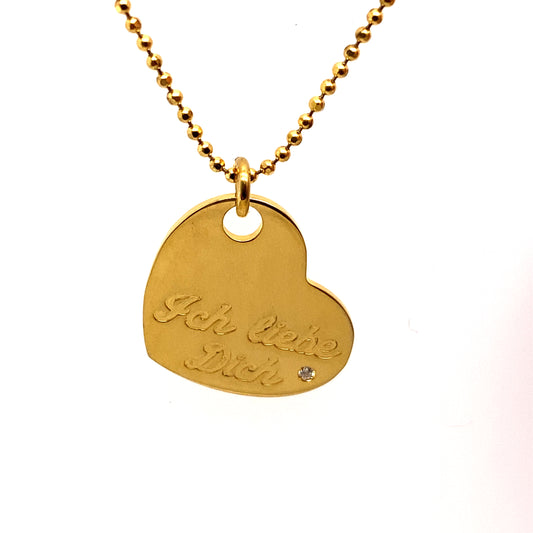 Kette 925/-Silber Herz  Gelb Vergoldet