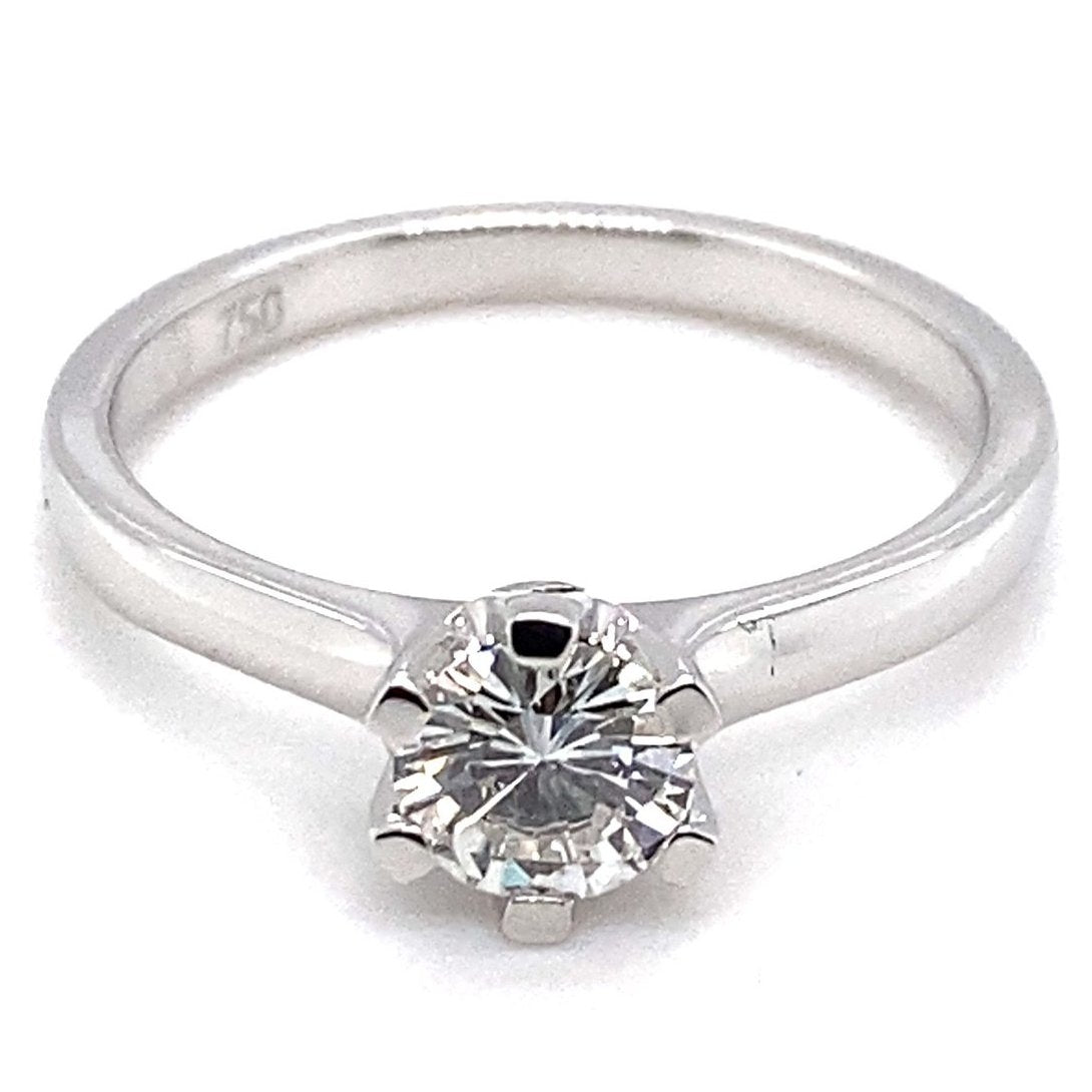 Ring 750/-Weißgold Brillant Solitär 0,51 ct