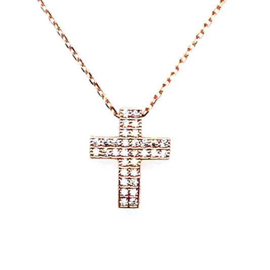 Kette 585/-Rotgold mit Kreuz