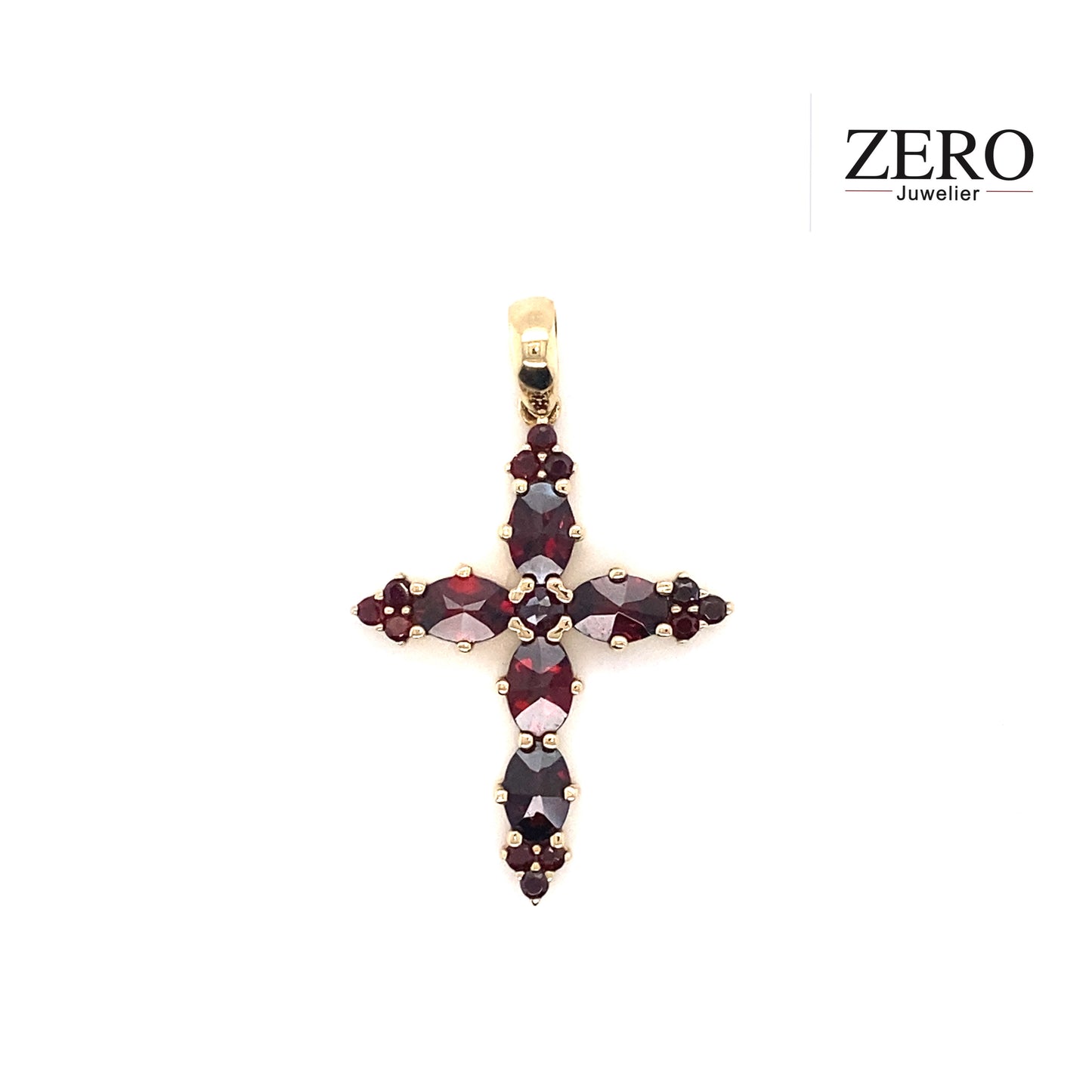 Kreuz Anhänger 585/-Gelbgold Granat