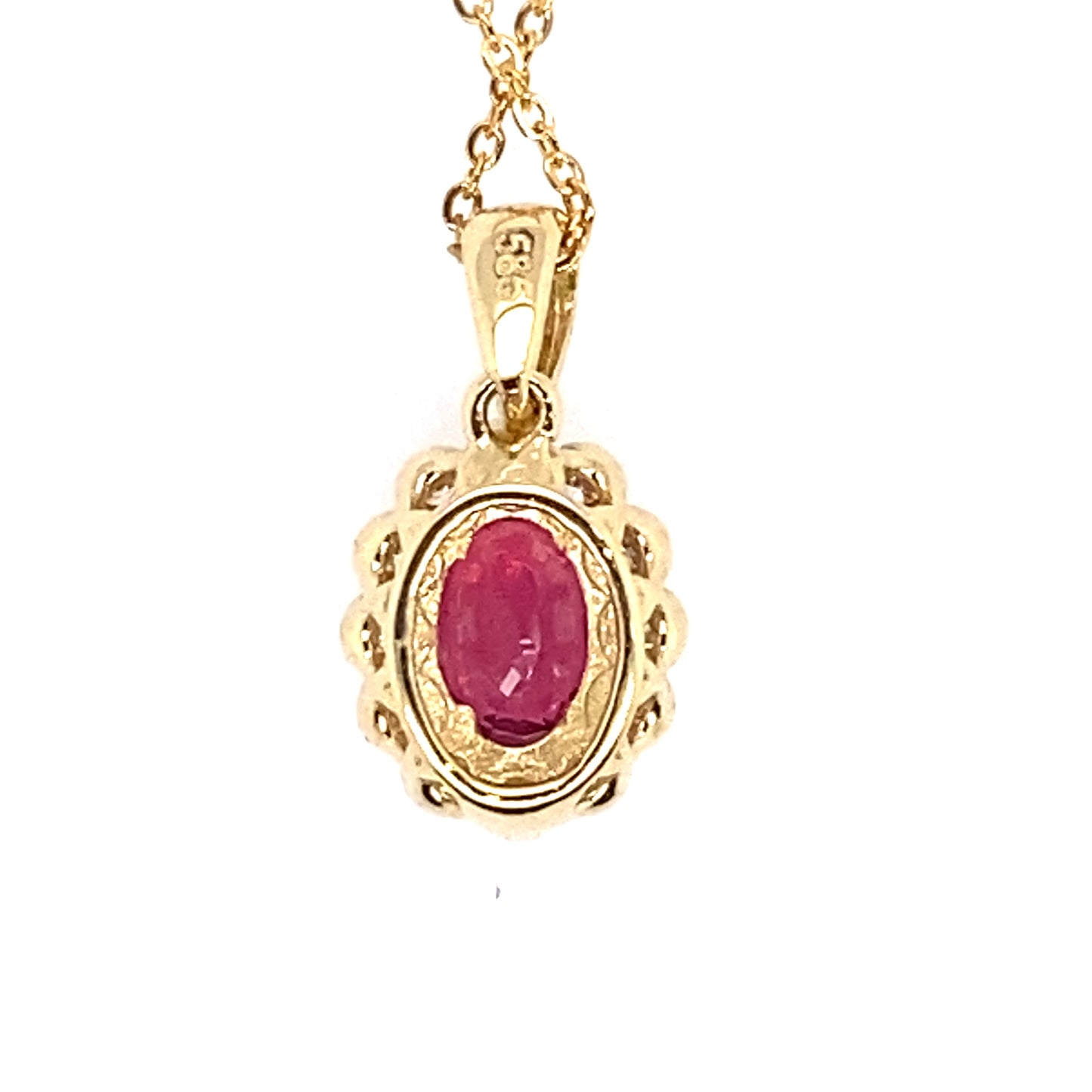 Kette mit Rubin/Brillant Anhänger 585/-Gelbgold