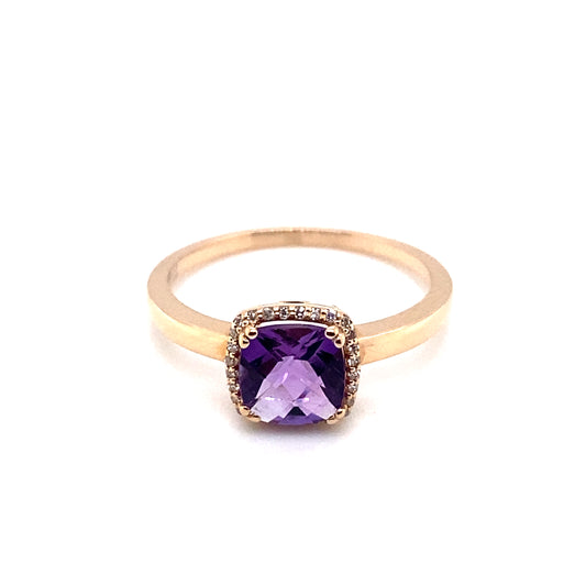 Ring Rotgold Amethyst 585/-Brillanten