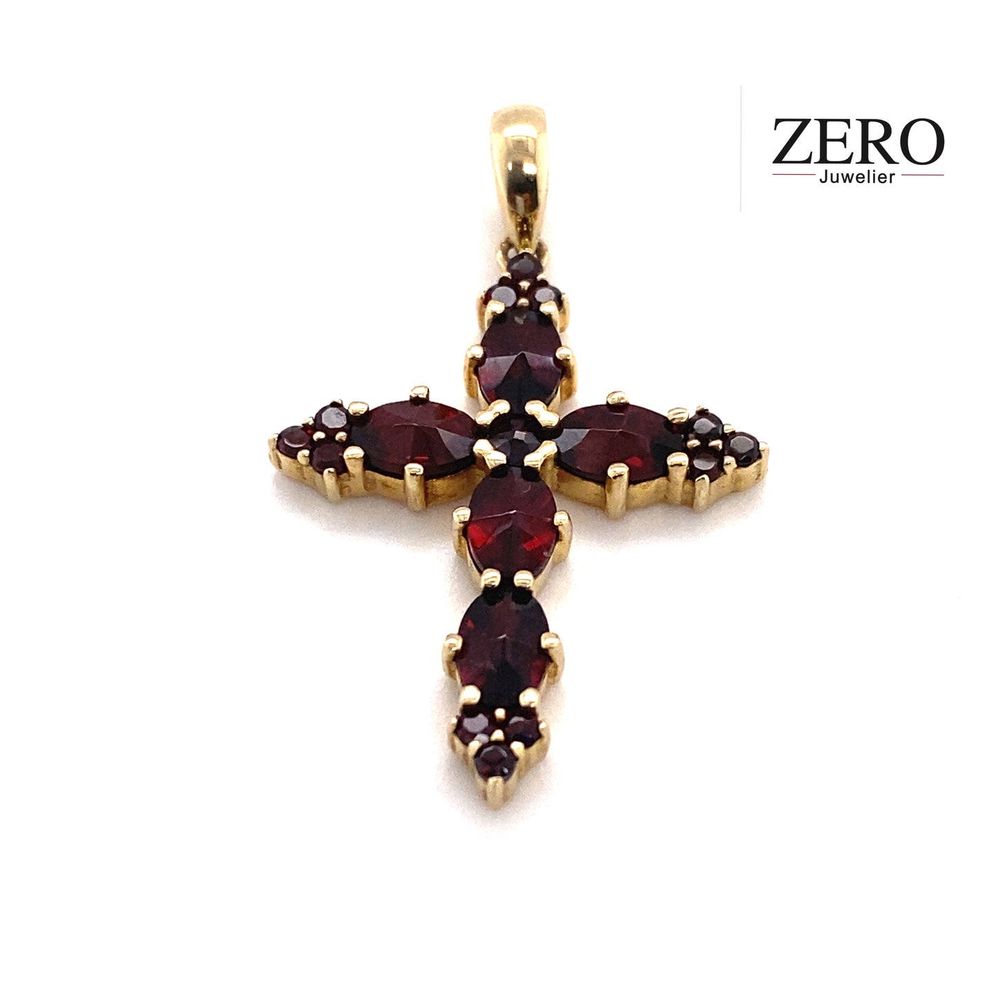 Kreuz Anhänger 585/-Gelbgold Granat