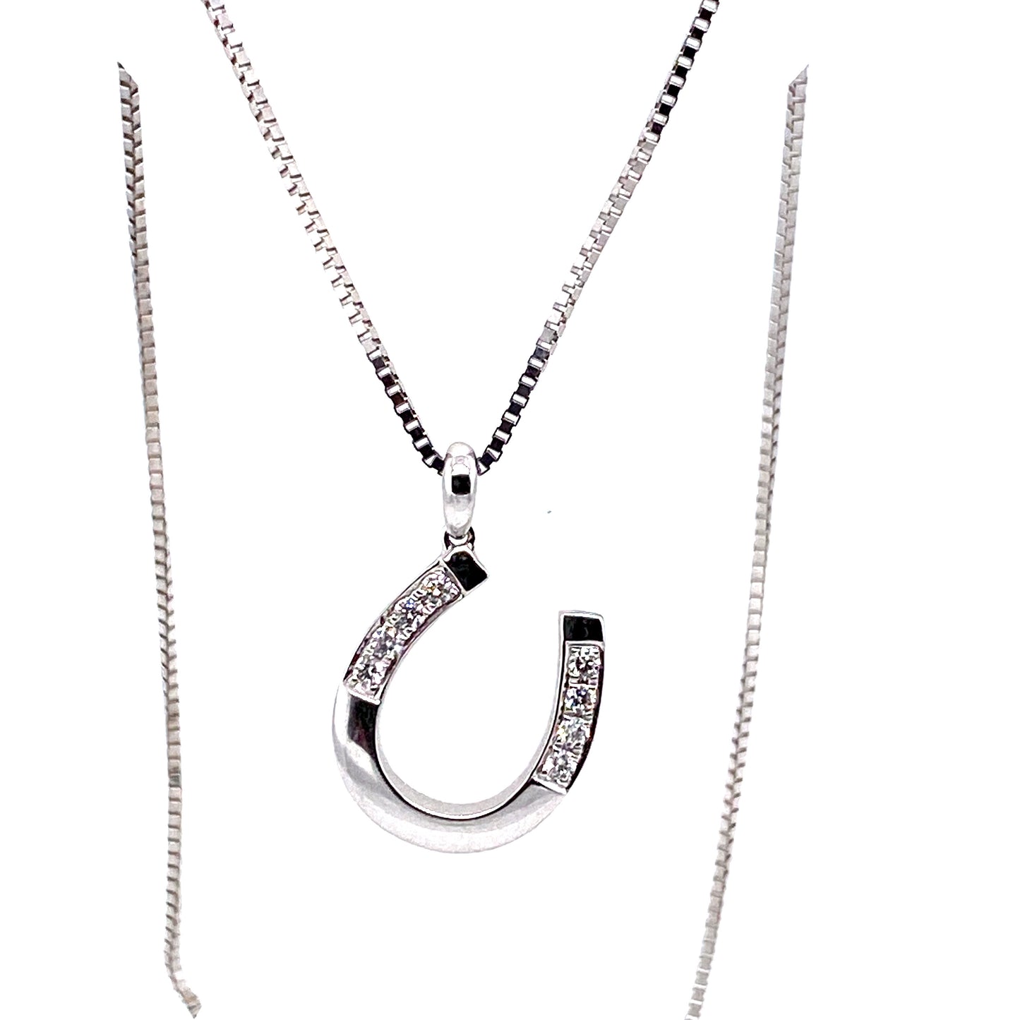 Kette 585/-Weißgold mit Hufeisen Brillanten