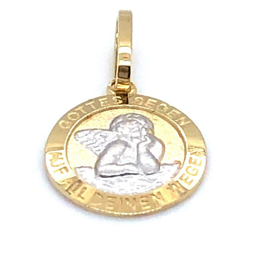 Anhänger 585/-Gelbgold/-Weißgold mit Schutzengel