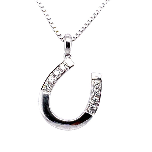 Kette 585/-Weißgold mit Hufeisen Brillanten