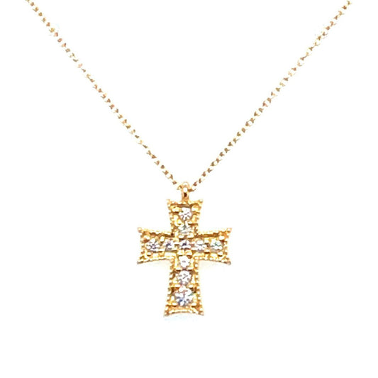 Kette 750/-Gelbgold Kreuz mit Brillanten
