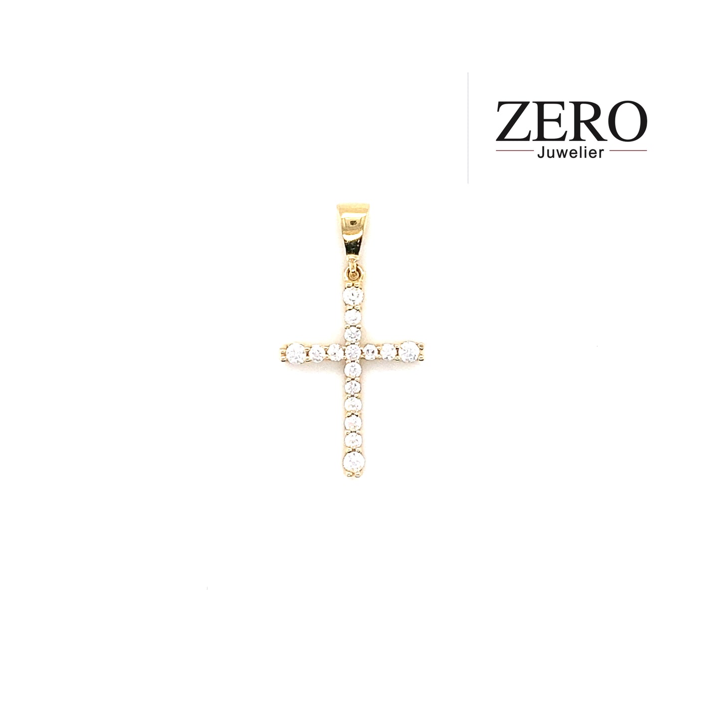 Kreuz Anhänger 585/-Gelbgold Zirkonia