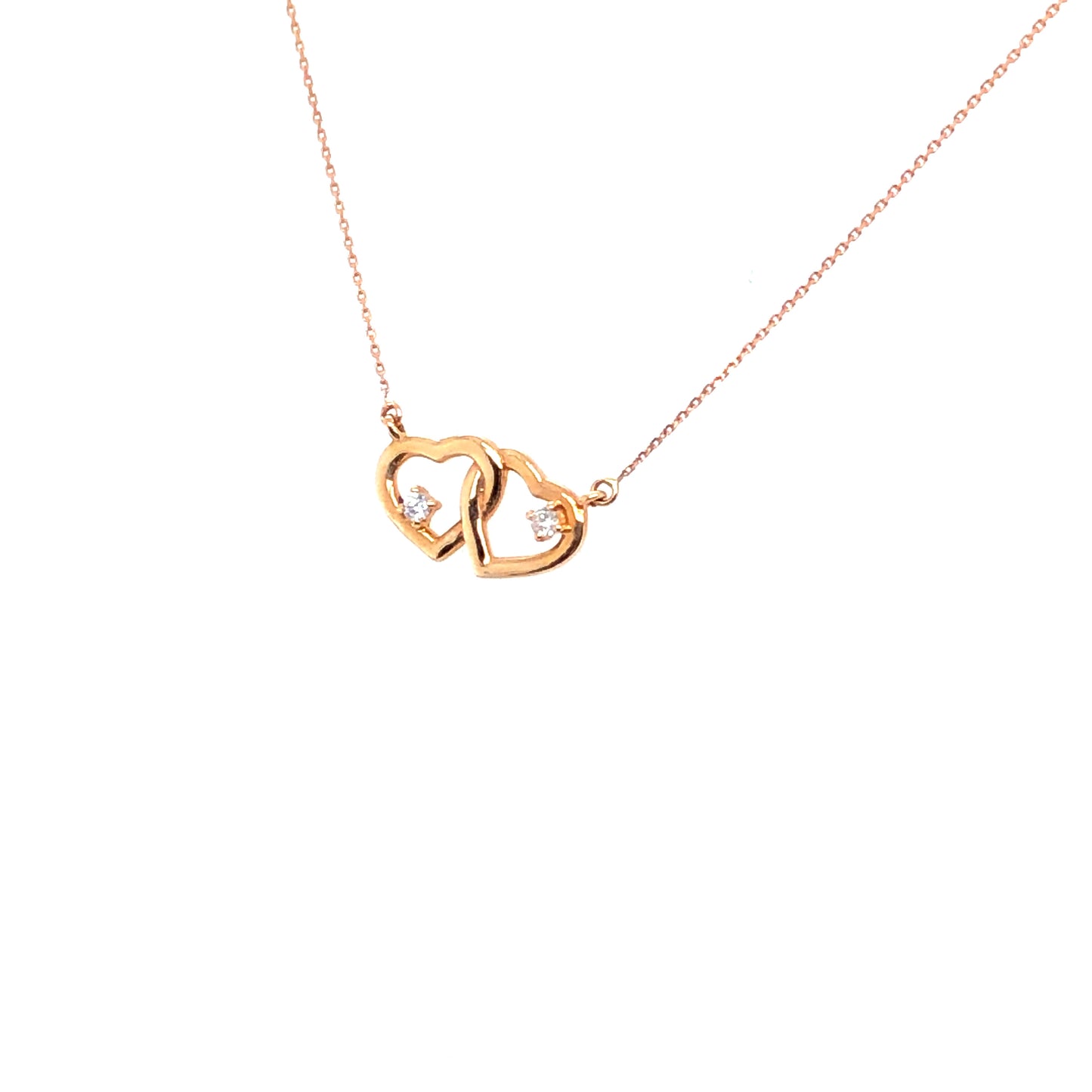Kette 585/-Rotgold Herzen mit Brillant