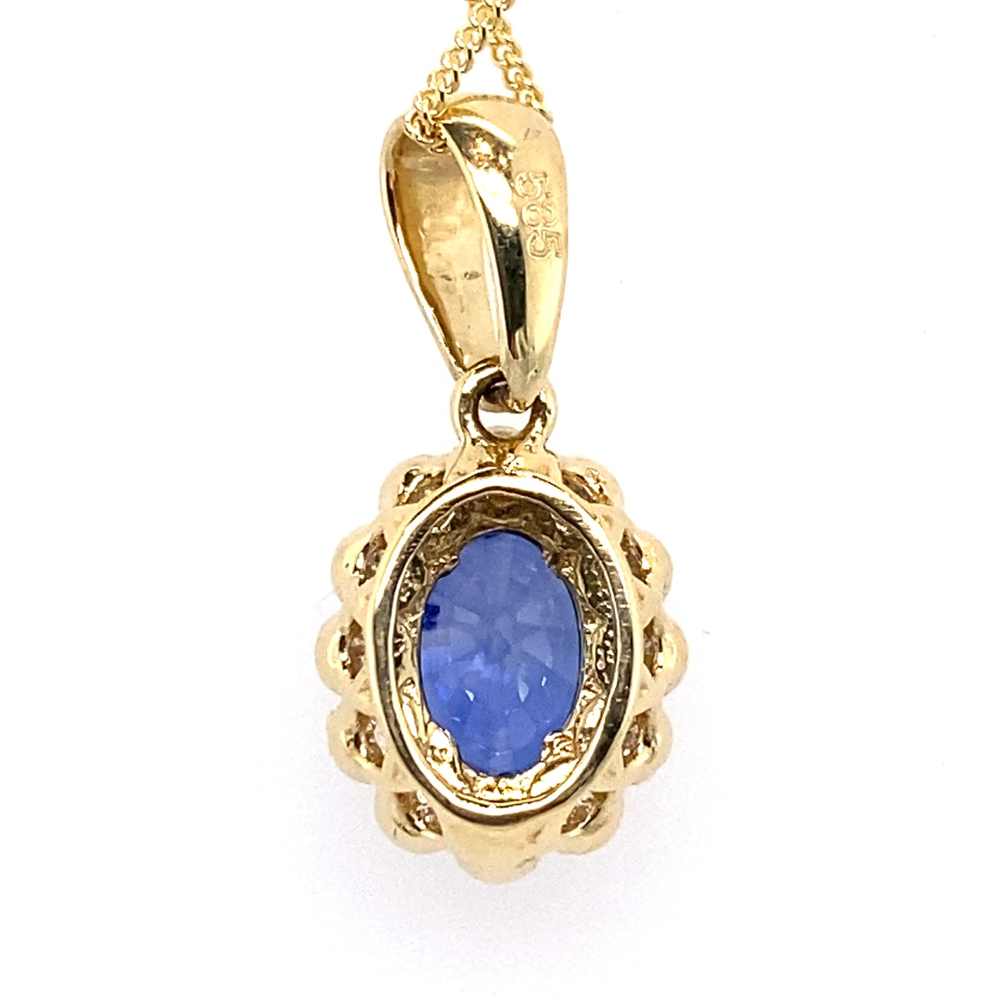 Kette mit Saphir/Brillant Anhänger 585/-Gelbgold