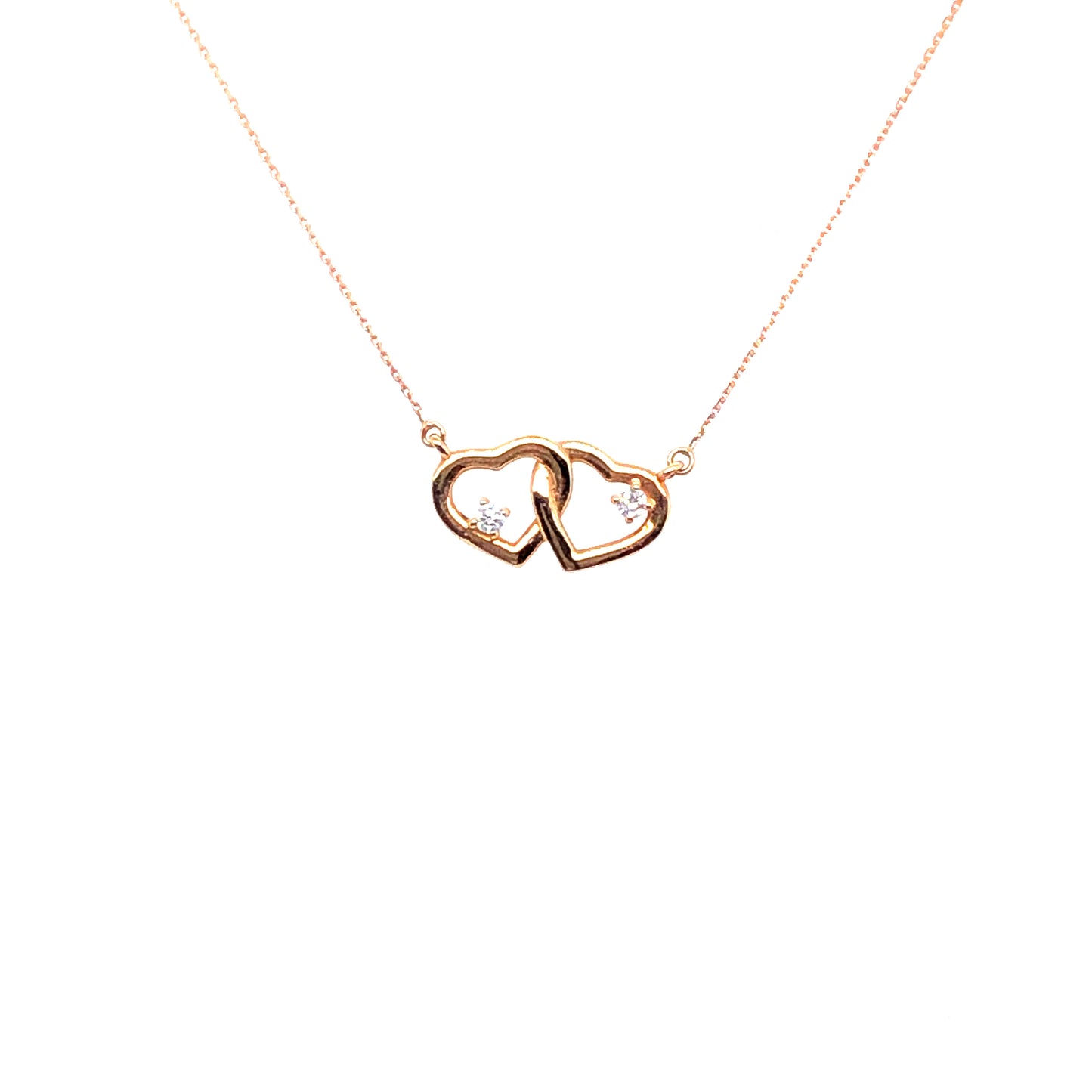 Kette 585/-Rotgold Herzen mit Brillant