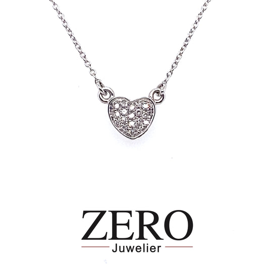 Kette mit Anhänger Herz Brillanten 750/-Weißgold