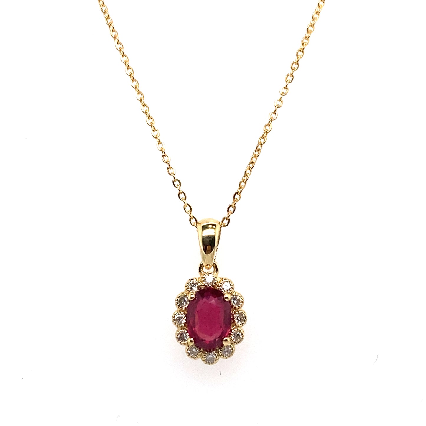 Kette mit Rubin/Brillant Anhänger 585/-Gelbgold