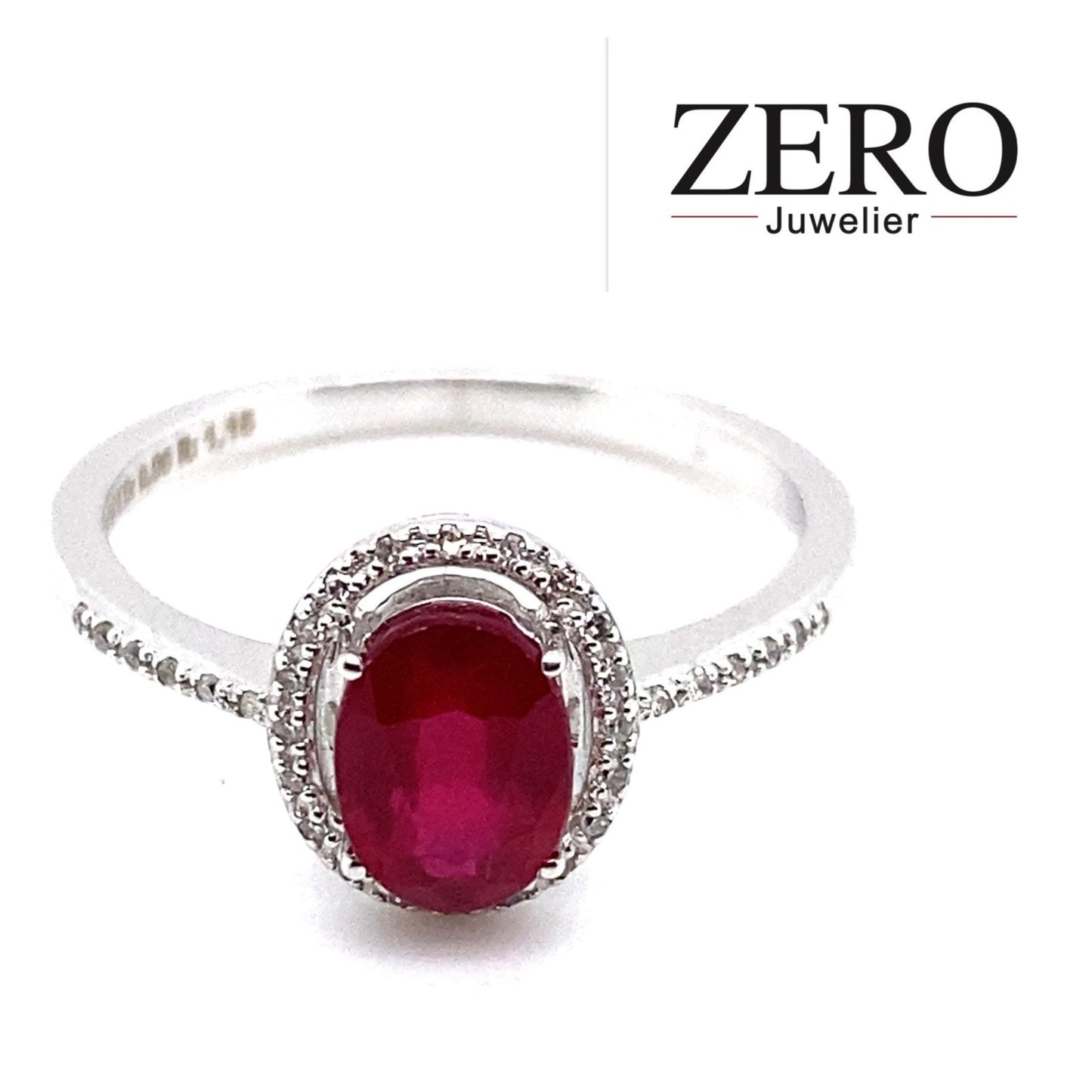 Ring Rubin/Brillanten 585/-Weissgold