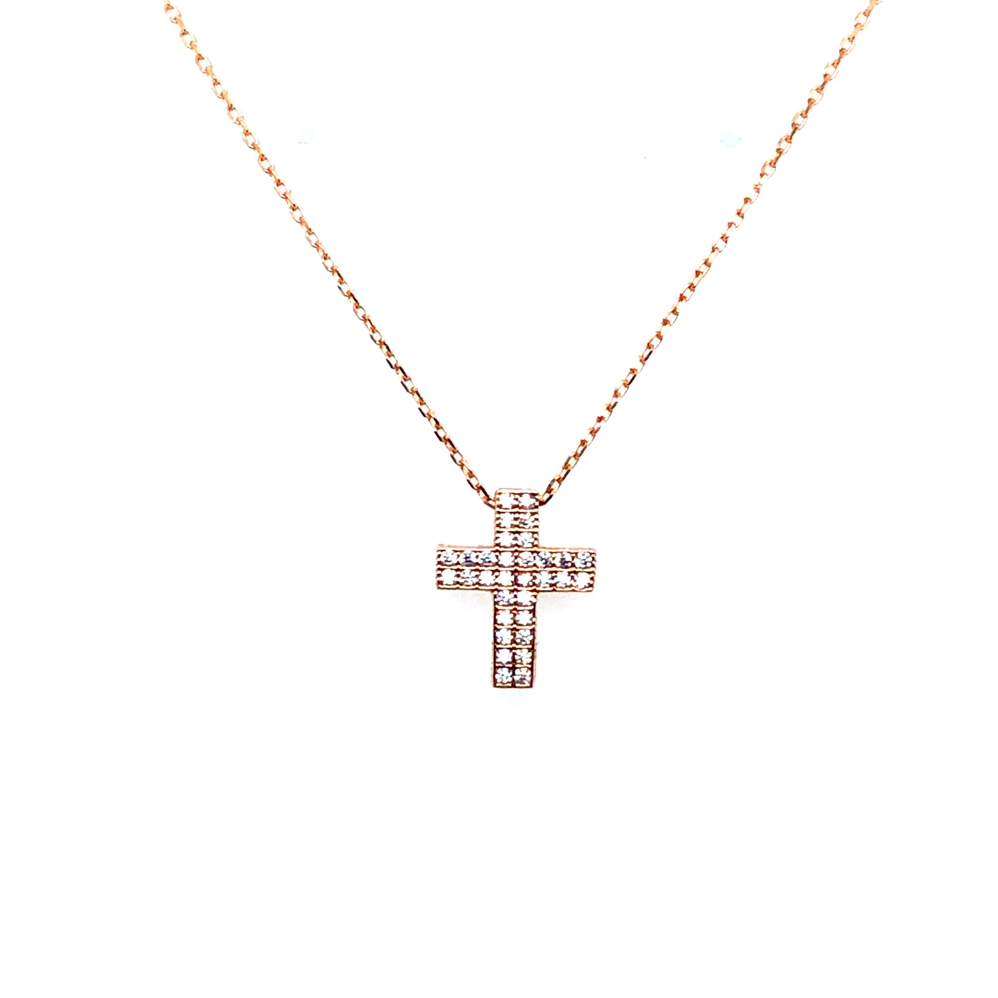 Kette 585/-Rotgold mit Kreuz