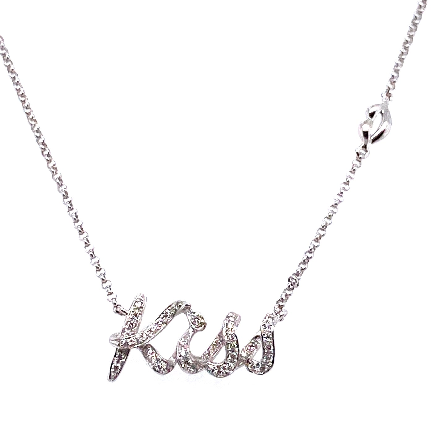 Kette 585/-Weißgold Schriftzug ,,Kiss“ mit Brillanten