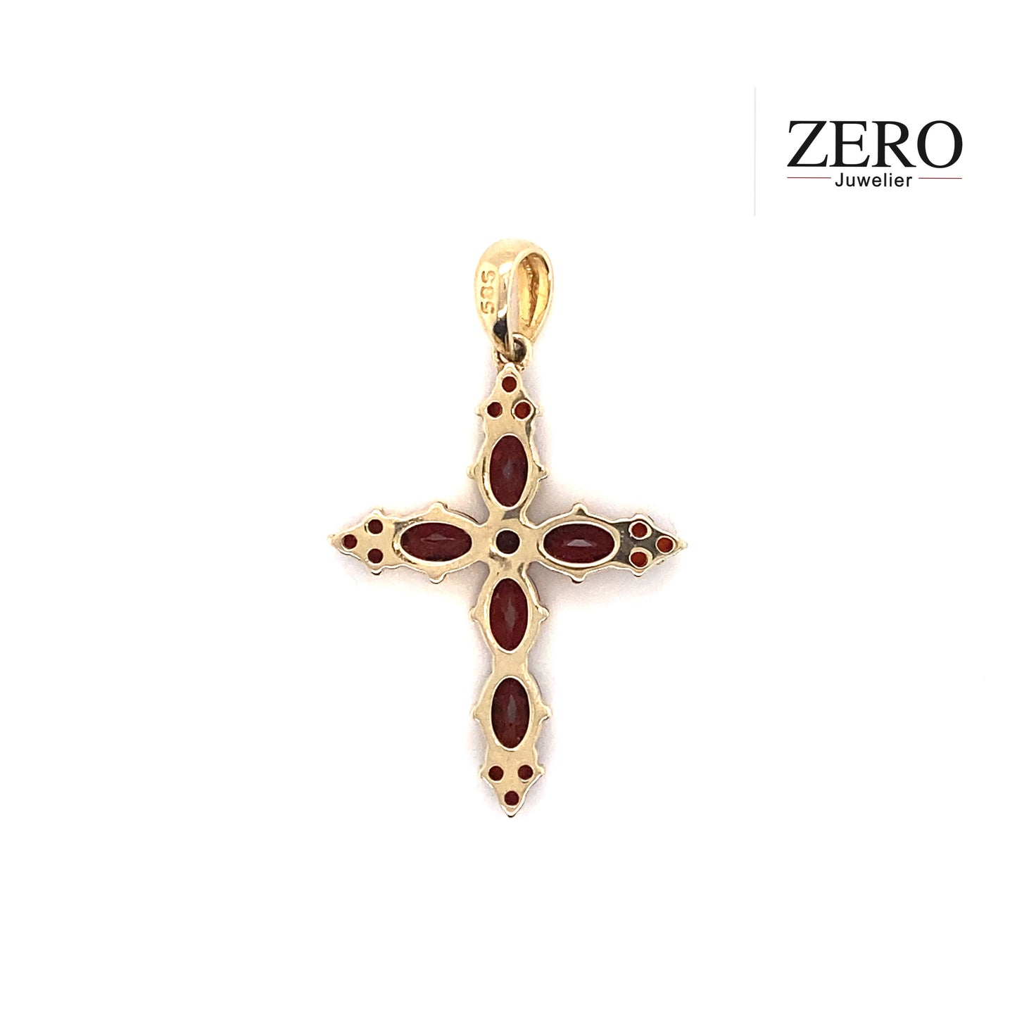 Kreuz Anhänger 585/-Gelbgold Granat