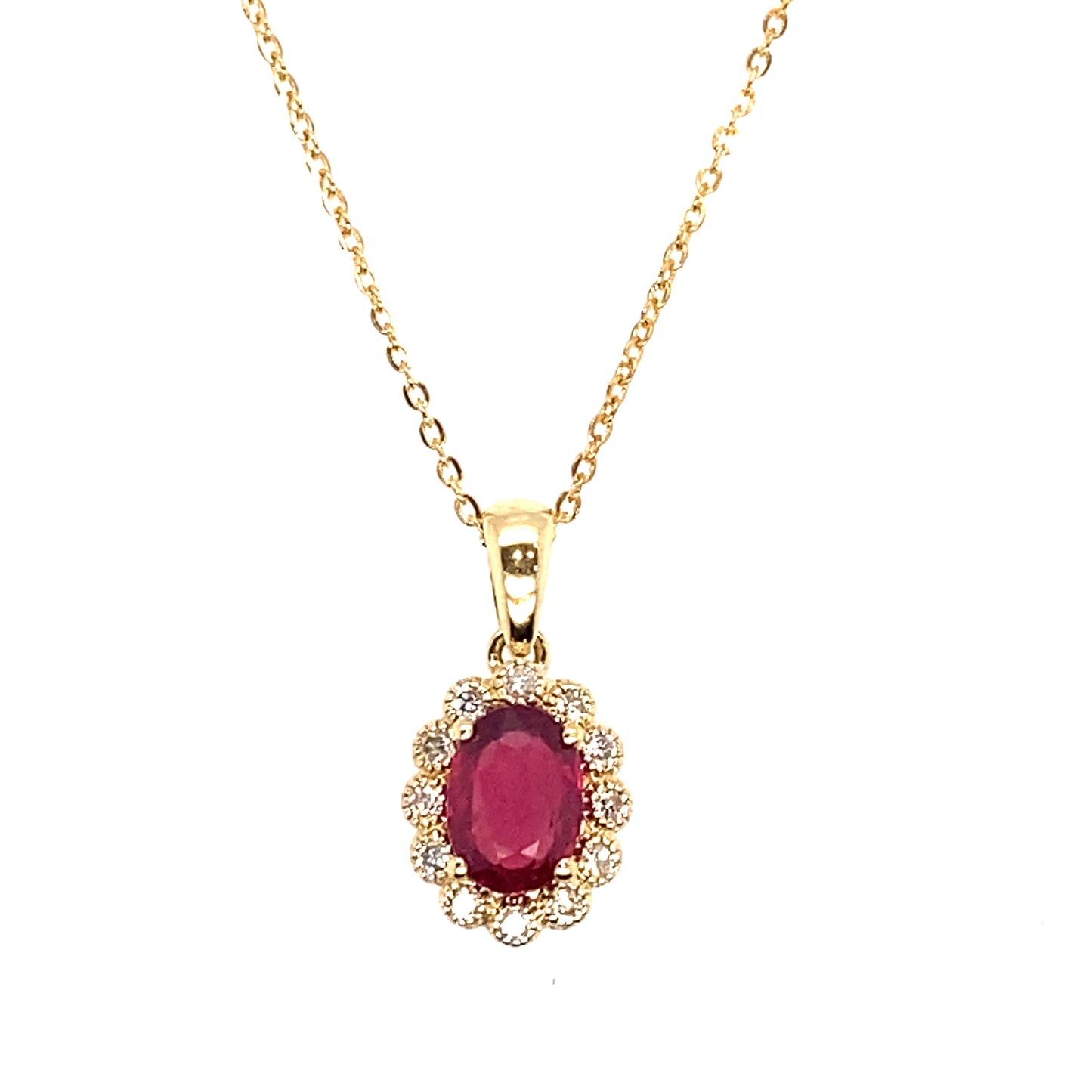 Kette mit Rubin/Brillant Anhänger 585/-Gelbgold