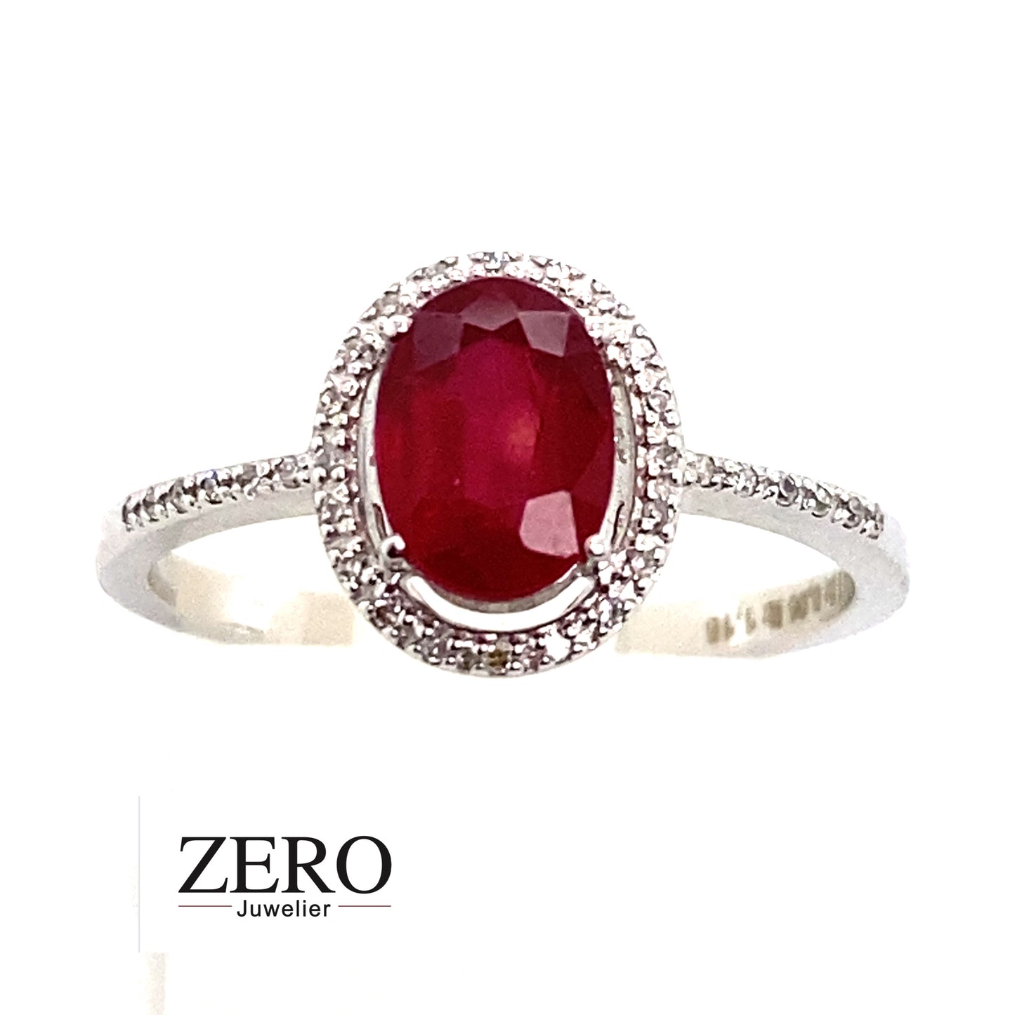 Ring Rubin/Brillanten 585/-Weissgold