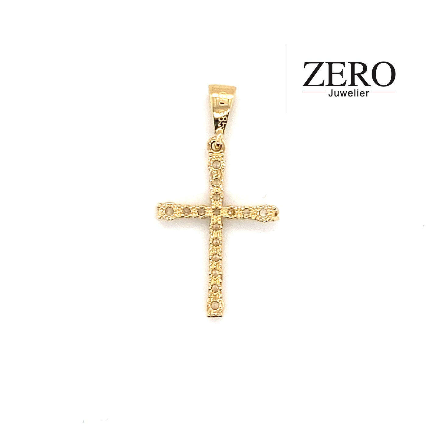 Kreuz Anhänger 585/-Gelbgold Zirkonia
