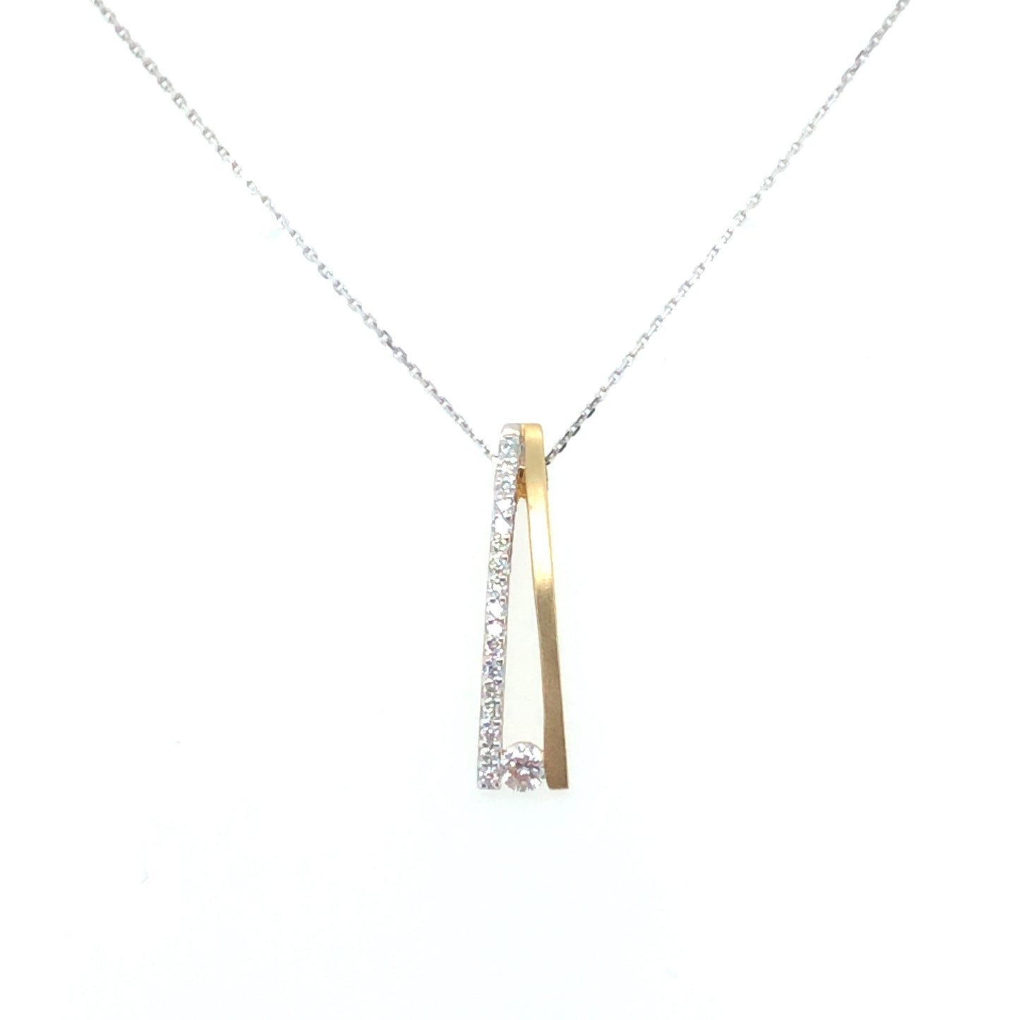 Kette mit Brillantanhänger 585/-Gelbgold/-Weißgold