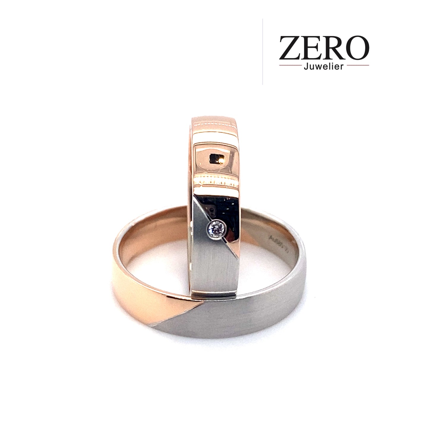 Trauringe Rotgold / Weißgold Brillant 585/-