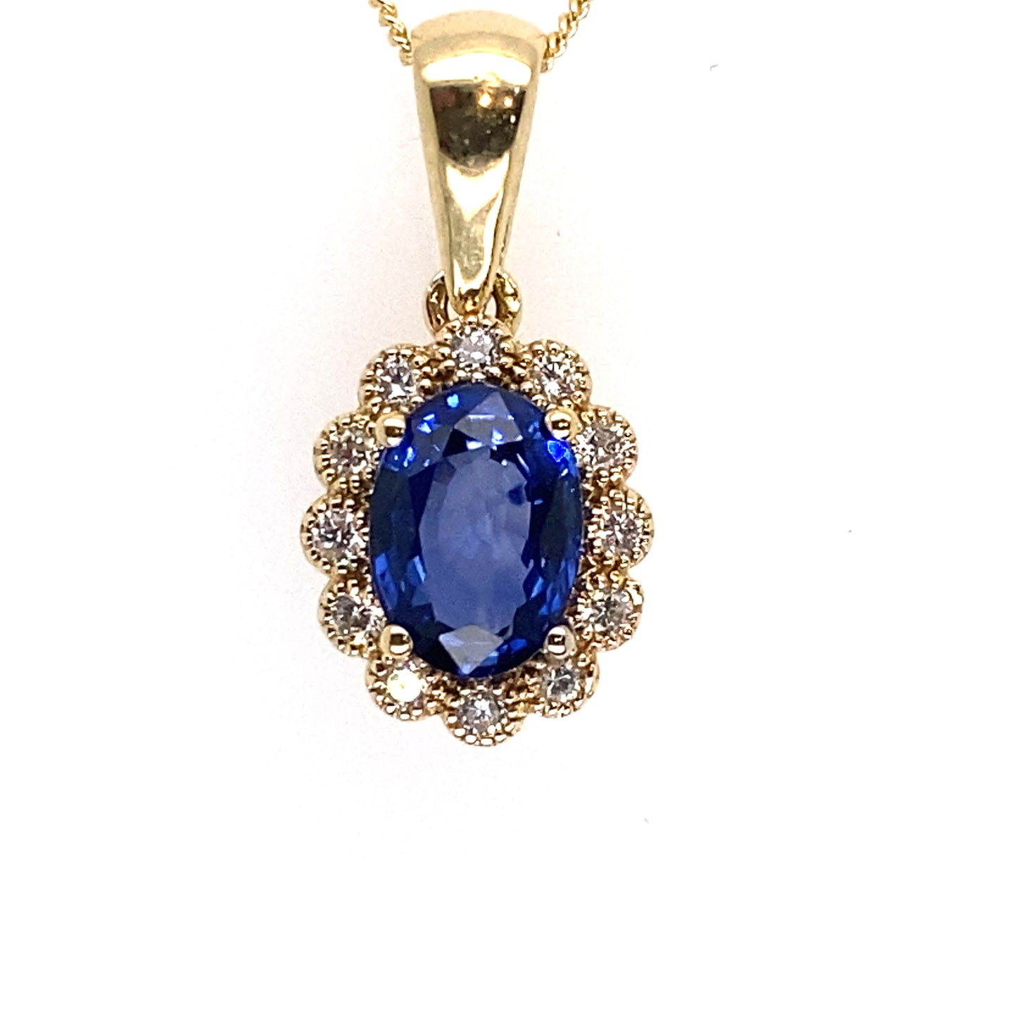 Kette mit Saphir/Brillant Anhänger 585/-Gelbgold