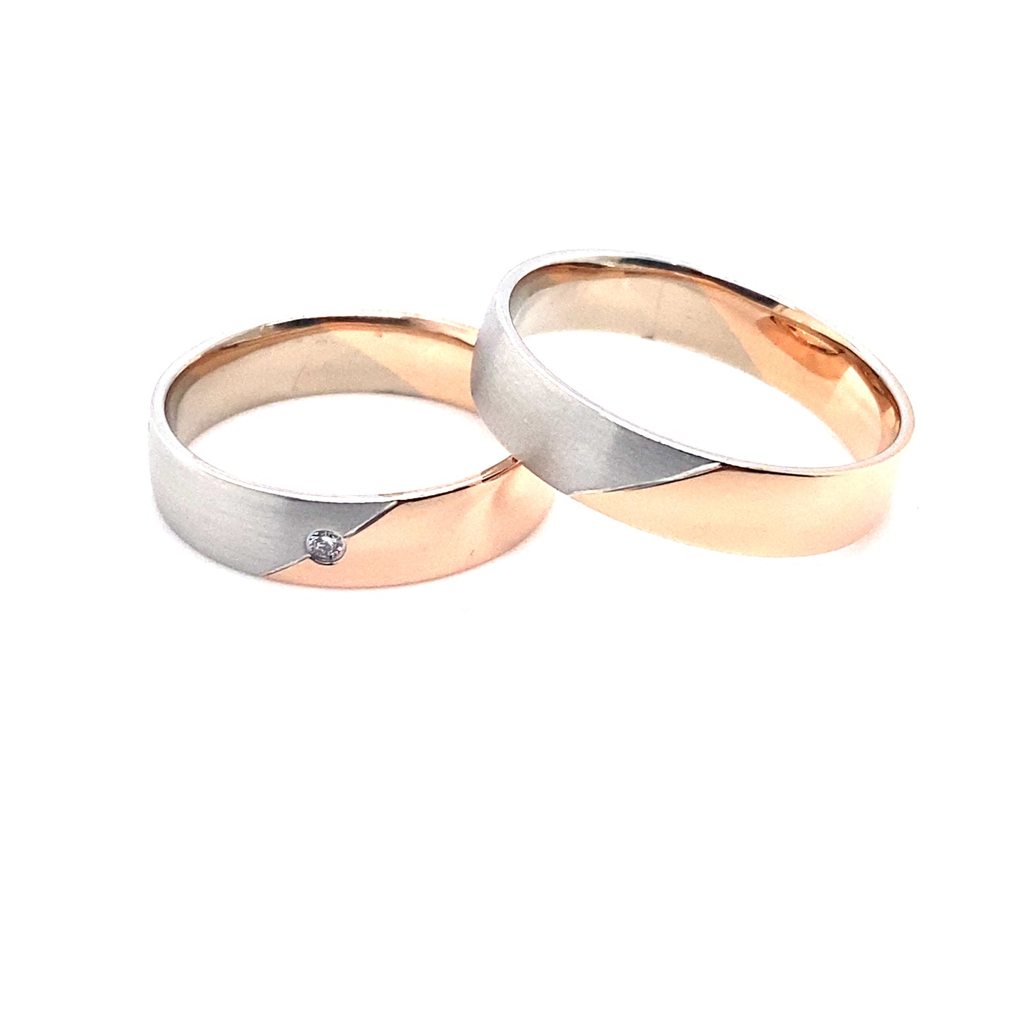 Trauringe Rotgold / Weißgold Brillant 585/-