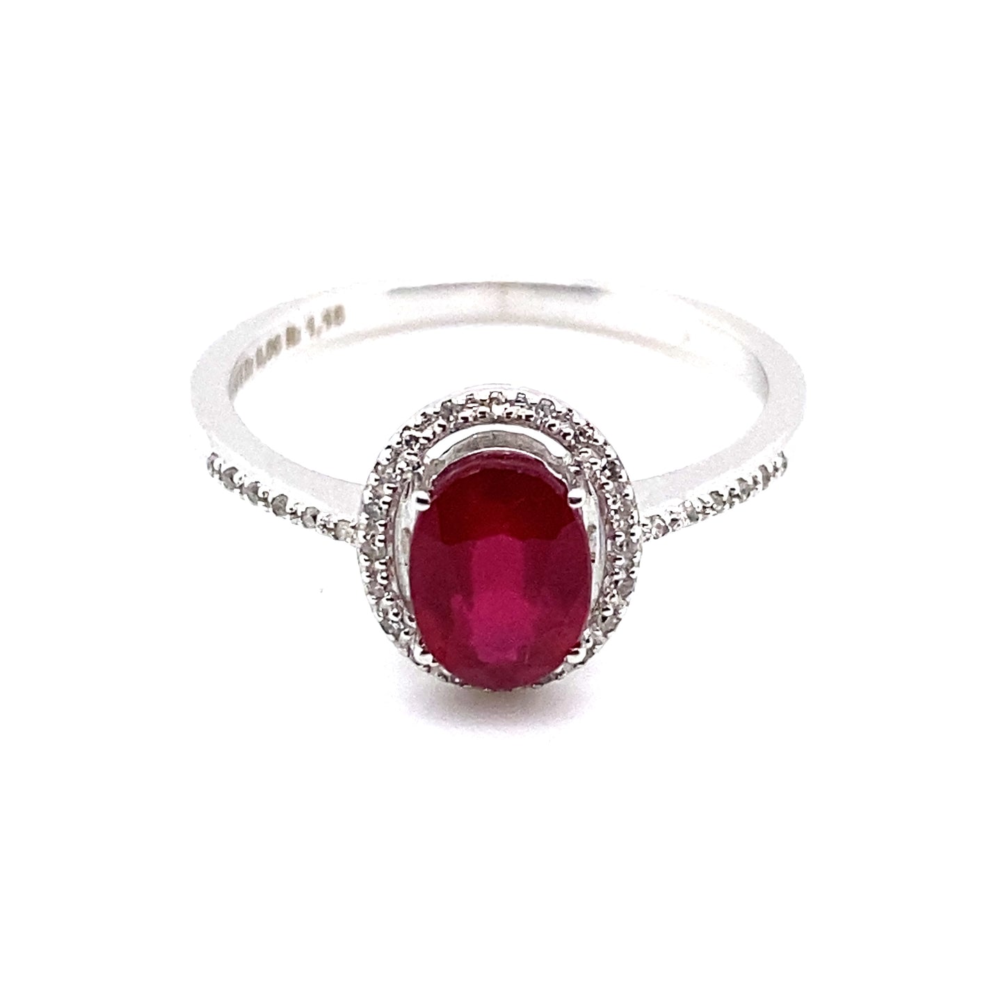 Ring Rubin/Brillanten 585/-Weissgold