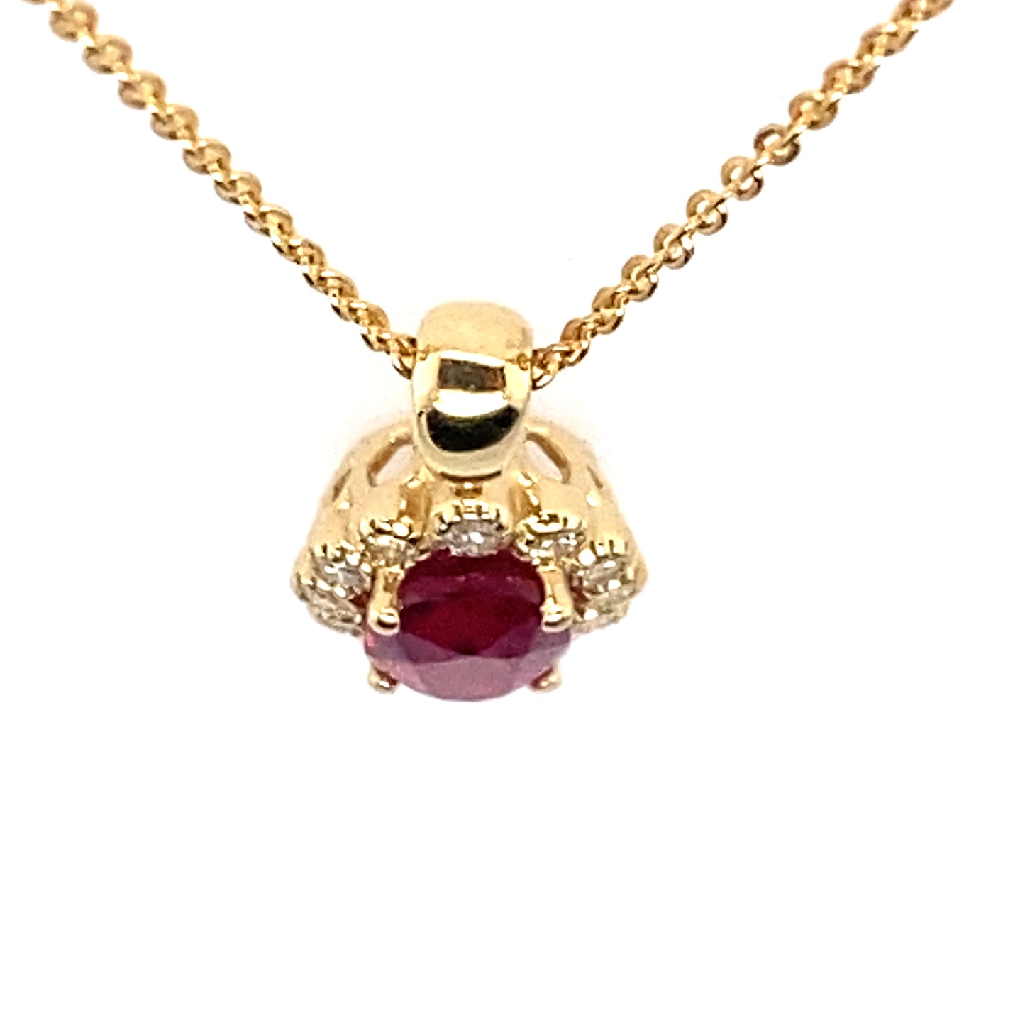 Kette mit Rubin/Brillant Anhänger 585/-Gelbgold