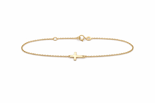 585 Gelbgold Armband Kreuz filigran 15,5 / 17,5 cm