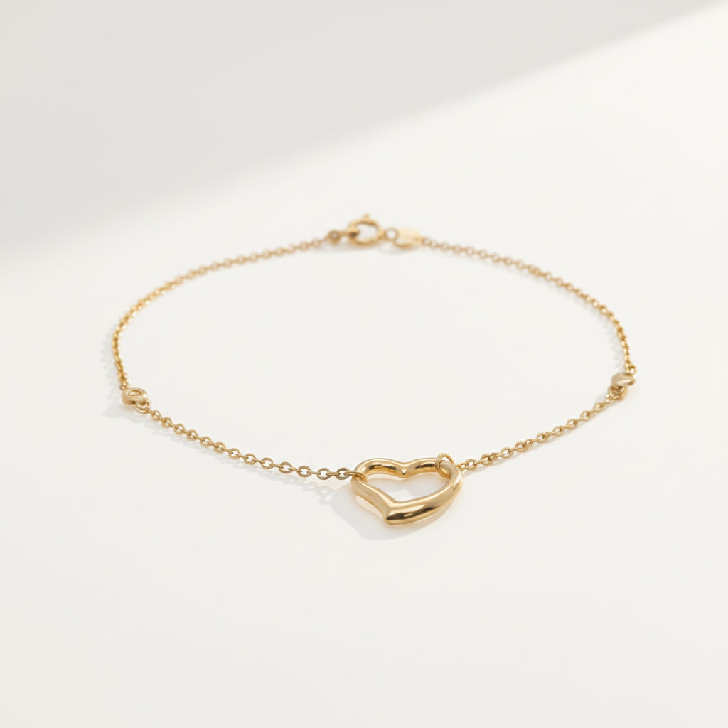 Goldarmband mit Herz aus 585 Gelbgold