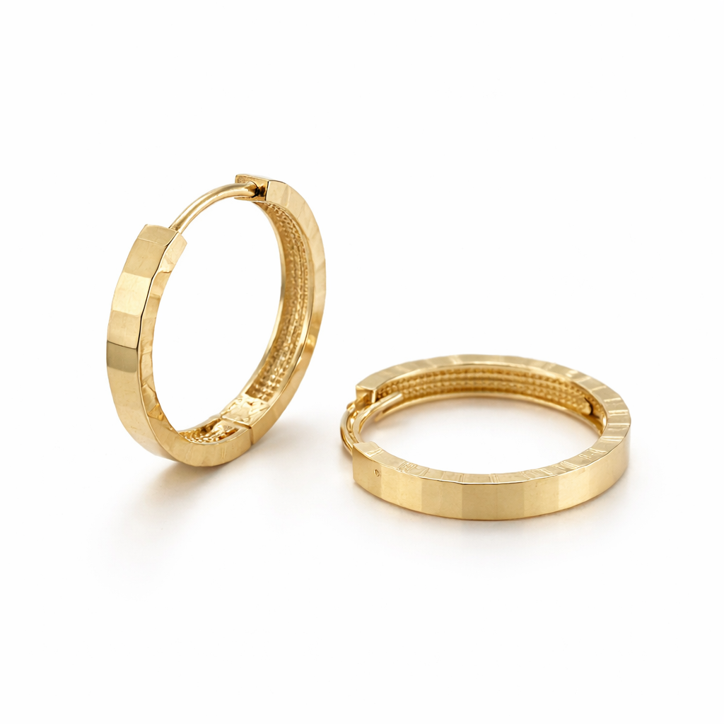 585 Gelbgold Kreolen – Facettierter Look (17 mm)