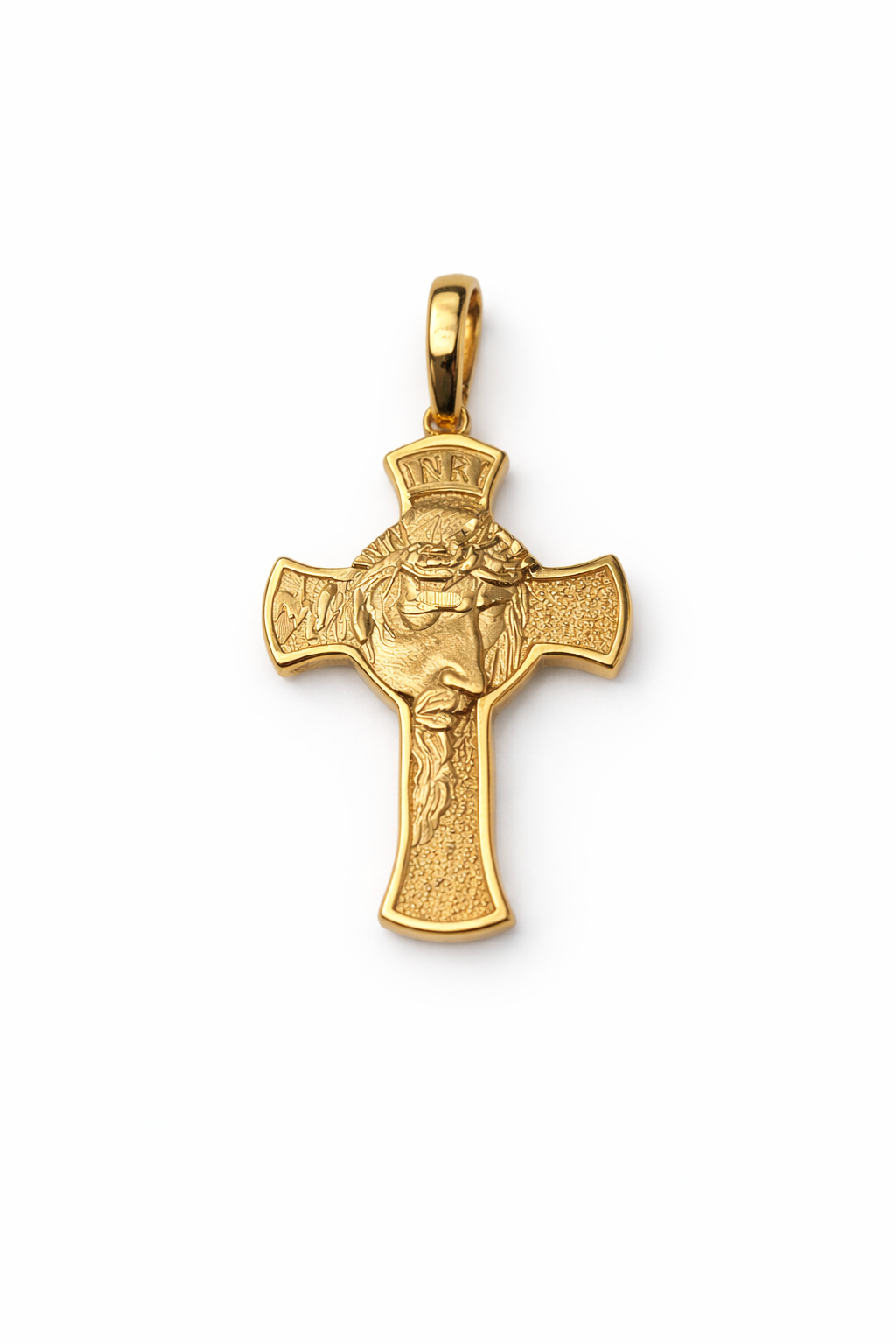 585 Gelbgold Kreuzanhänger mit Christusmotiv