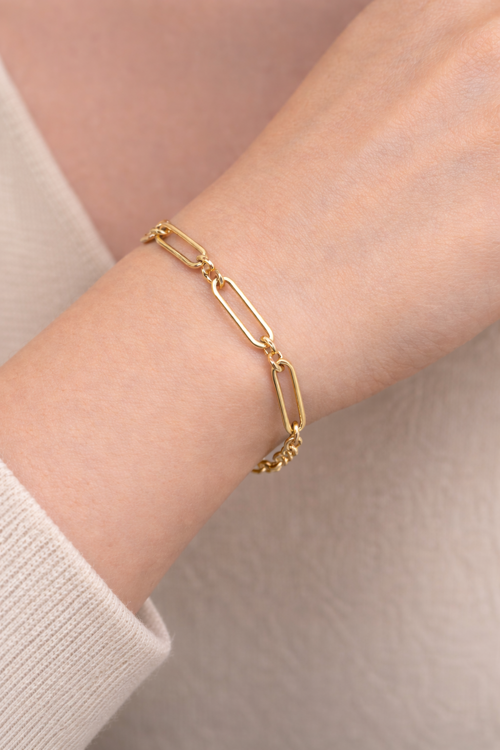 585 Gelbgold Armband – Paperclip Design – 18–20 cm