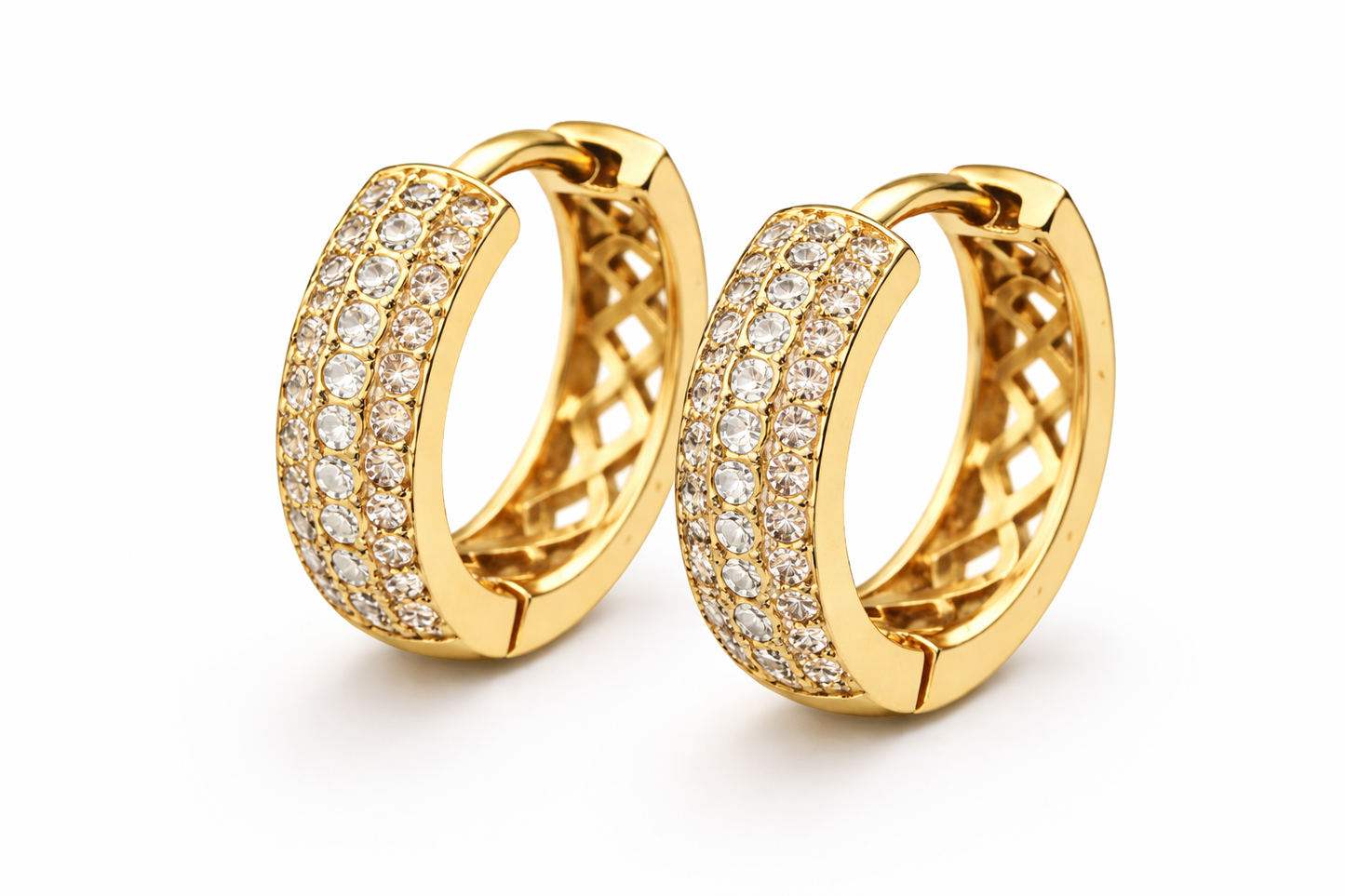 585 Gelbgold Kreolen mit Zirkonia - 12,5mm