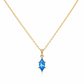 42 cm Goldkette mit blauem Zirkonia Anhänger in Navetteform