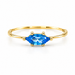 Ring aus 585 Gelbgold mit blauem navetteförmigem Zirkonia