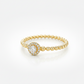 Brillantring mit Perlenschiene und funkelndem Halo-Design aus Gelbgold