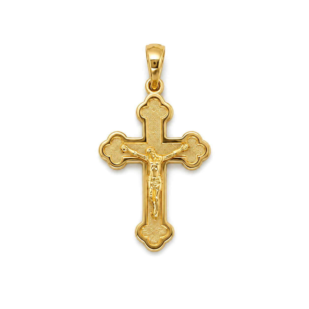 Kreuzanhänger 585 Gelbgold mit strukturierter Oberfläche