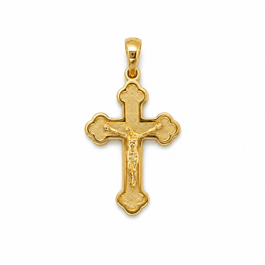 Kreuzanhänger 585 Gelbgold mit strukturierter Oberfläche