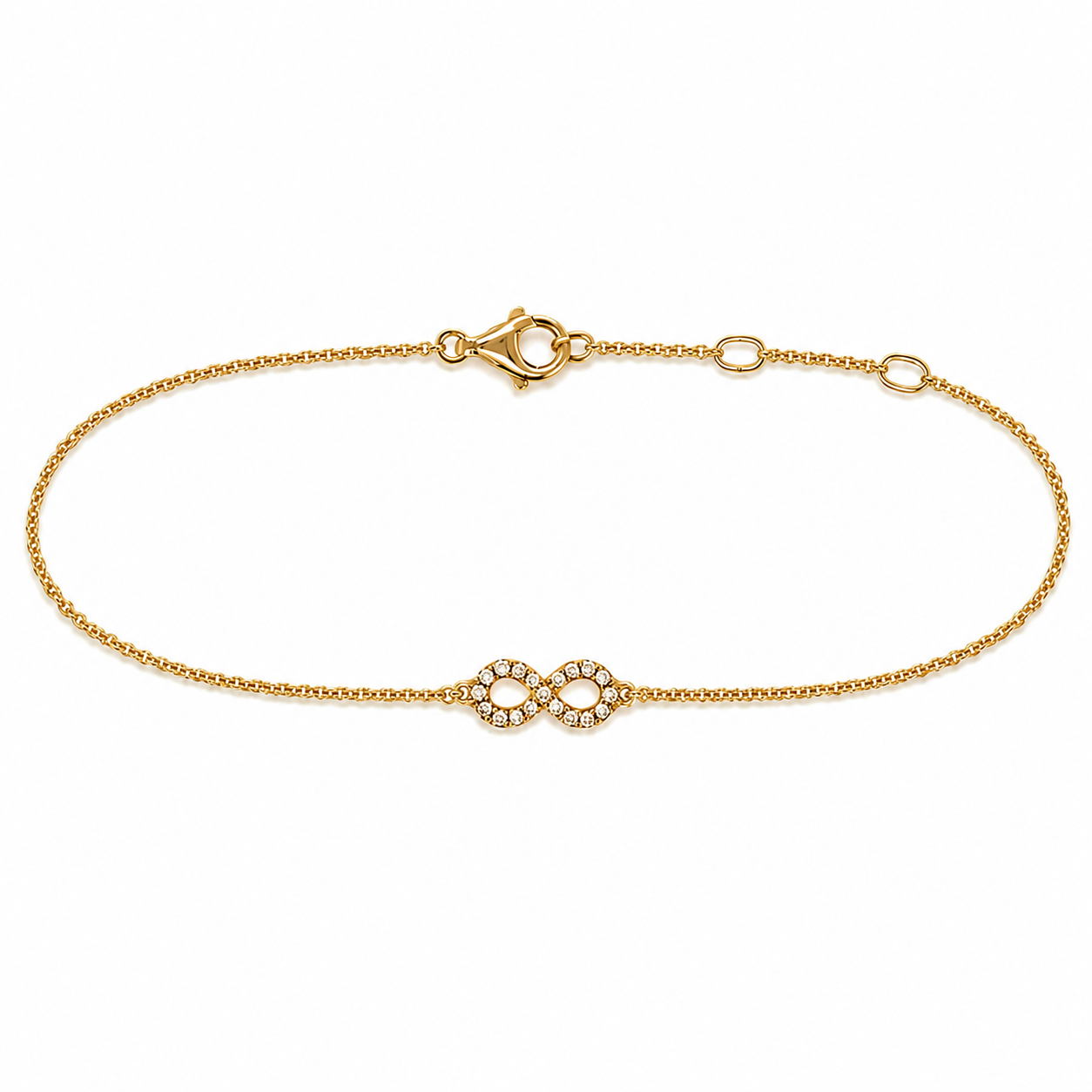 Infinity Armband 750 Gelbgold mit Brillanten Frontansicht