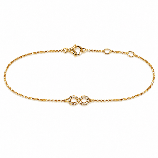 Infinity Armband 750 Gelbgold mit Brillanten Frontansicht