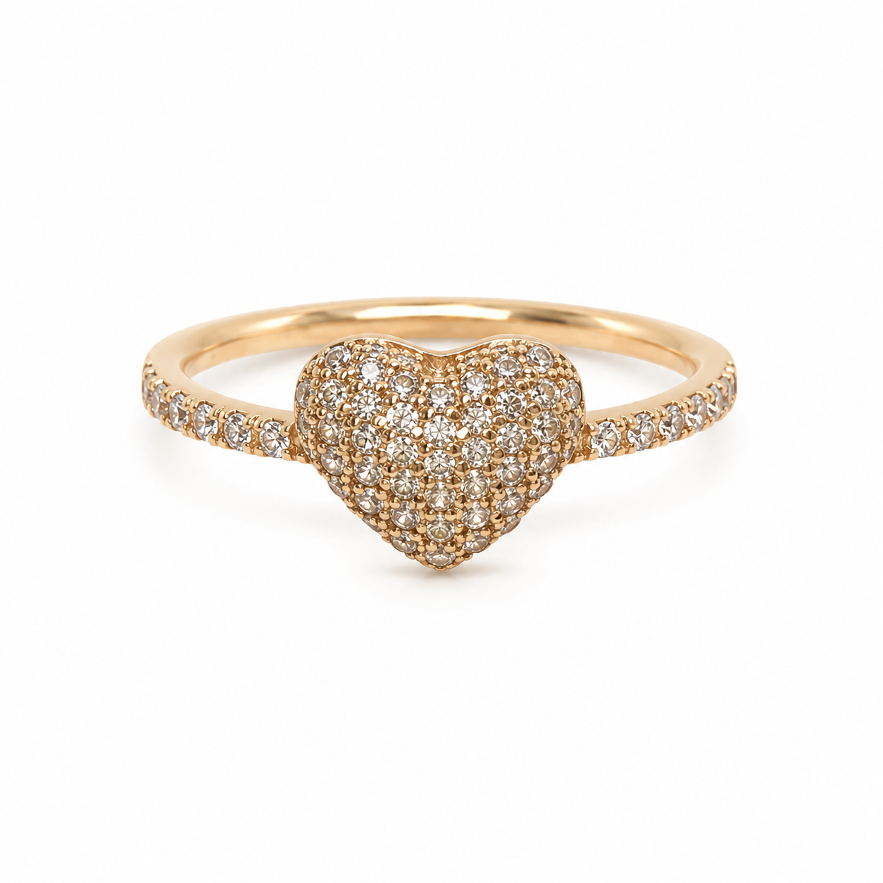 Zirkonia Ring aus Roségold mit funkelndem Herz