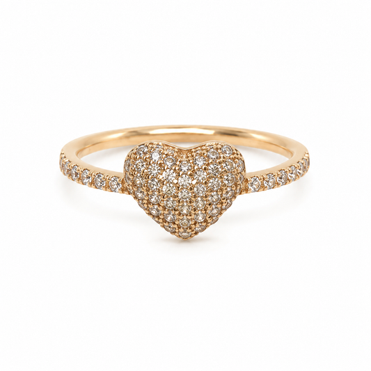 Zirkonia Ring aus Roségold mit funkelndem Herz