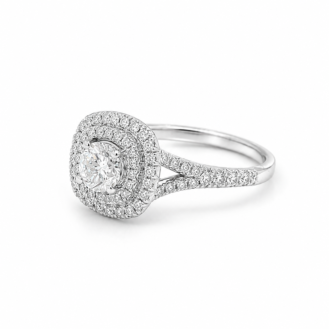 Brillantring 585 Weißgold mit seitlichem Diamantbesatz