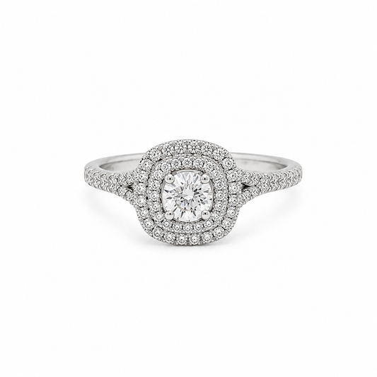 Diamantring 585 Weißgold mit 0,90 ct Brillanten Frontansicht