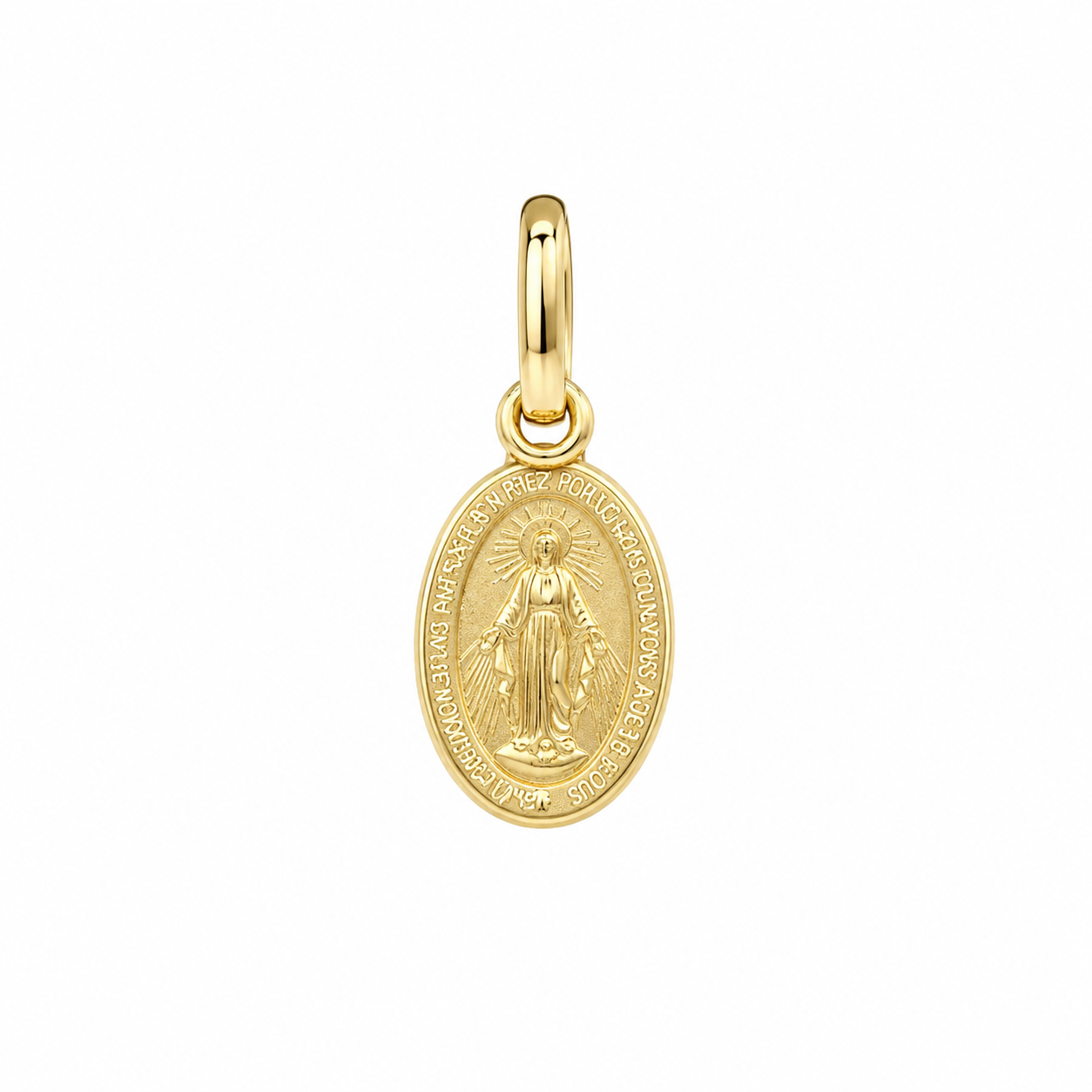 Kleiner Marienanhänger 585 Gelbgold Frontansicht